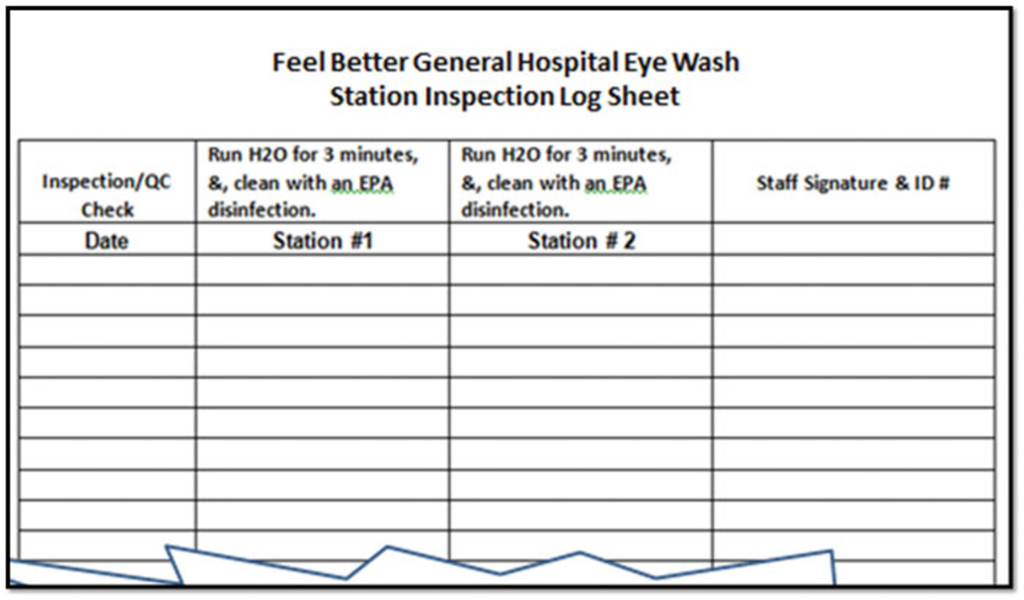 Eyewash Log Sheet Template Printable / Brady Part 86560 Emergency