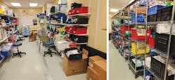 ALM Contract Services shows a storeroom that needed some help (left) and what it did to improve the footprint (right). ALM Contract Services shows a storeroom that needed some help (left) and what it did to improve the footprint (right).