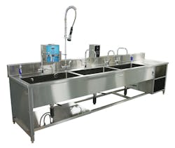 Height-adjustable sterile processing sink by TBJ Inc. Height-adjustable sterile processing sink by TBJ Inc.