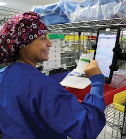 Nohelanie Rodriguez, Instrument Tech II, uses an online application to ensure accuracy in sterile disposable items picked to each surgical case. Nohelanie Rodriguez, Instrument Tech II, uses an online application to ensure accuracy in sterile disposable items picked to each surgical case.