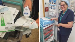 Nurse Mary O’Brien points out surgical packs with GS1 barcodes and how all products used in patient care are scanned for traceability. Nurse Mary O’Brien points out surgical packs with GS1 barcodes and how all products used in patient care are scanned for traceability.