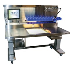 Pure Processing&rsquo;s PureSteel Ergonomic WorkStation meets ANSI/AAMI ST79:2017, 9.1 Packaging Standards guidelines and enhances the packaging of instruments with illumination for the inspection of perforations in sterile wrap materials. Easy height-adjustability allows technicians to perform tasks while standing or seated and features an ergonomic-friendly drawer, shelving and accessories to assist in diminishing repetitive task fatigue and injury. Wide counter space provides room for larger instruments and wraps. Numerous accessories such as wire baskets, storage bins and electronic monitors are available to accommodate the specific needs of each department. The WorkStation comes equipped with eight electrical outlets and underside cord management.