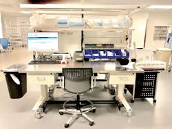 Standardized workstation setup in the prep and pack space. Standardized workstation setup in the prep and pack space.