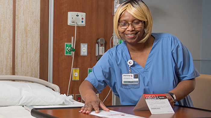 Minnie Watson, EVS Tech at Memorial Medical Center in Springfield, IL, is winner of the Champions of Clean contest.