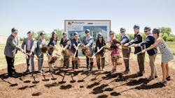 Pharma Logistics breaks ground for its new structure. Eleven executives from Pharma Logistics, along with one executive from the construction company and a village trustee, participated in the event. They are (from left to right): Jeff Swanson, Head of Customer Success; Eric Helbig, Head of Retail Sales; John Shalaby, Head of Service; Cristina Abbagnaro, Head of Culture &amp; Team; David Malecki, Head of Fulfillment; Jim Brucato, President, Principle Construction; Michael Zaccaro, President &amp; CEO; Donna Johnson, Senior Village Trustee of Libertyville; Daniela Weiszhar, Head of Marketing &amp; Communications; Matthew Clausing, Head of Reconciliation; Vince Paul, Head of Tech Ops &amp; App Engineering; Eric Kessel, Head of Hospital Sales; and Jennifer Dodge, Head of Administration