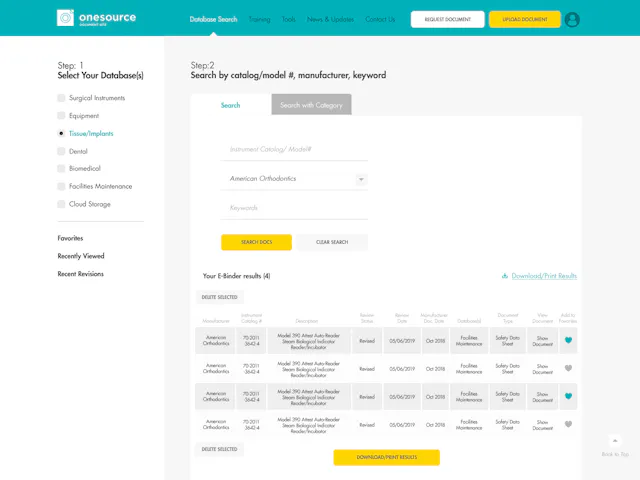 One Source Sample oneSOURCE launches new database for tissues/implants | Healthcare ...