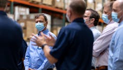 Doug Bowen listens to Mark Abrams. “It is always a good practice to listen to your team first, and then speak last,” Bowen said. Doug Bowen listens to Mark Abrams. “It is always a good practice to listen to your team first, and then speak last,” Bowen said.