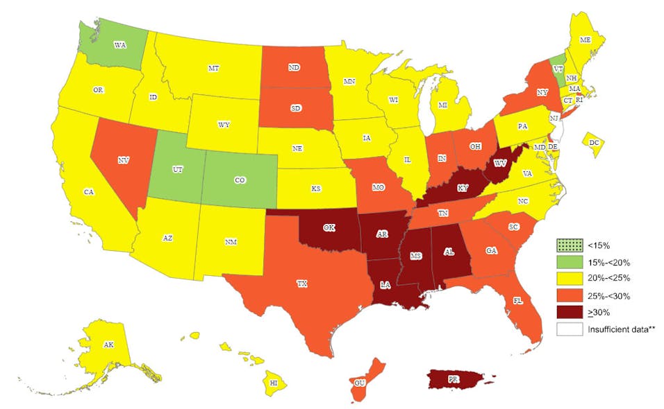 CDC releases updated maps of America’s high levels of inactivity ...