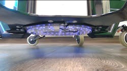 Finsen Technologies’ THOR UVC Halo disinfects the floor and its own wheels. Finsen Technologies’ THOR UVC Halo disinfects the floor and its own wheels.