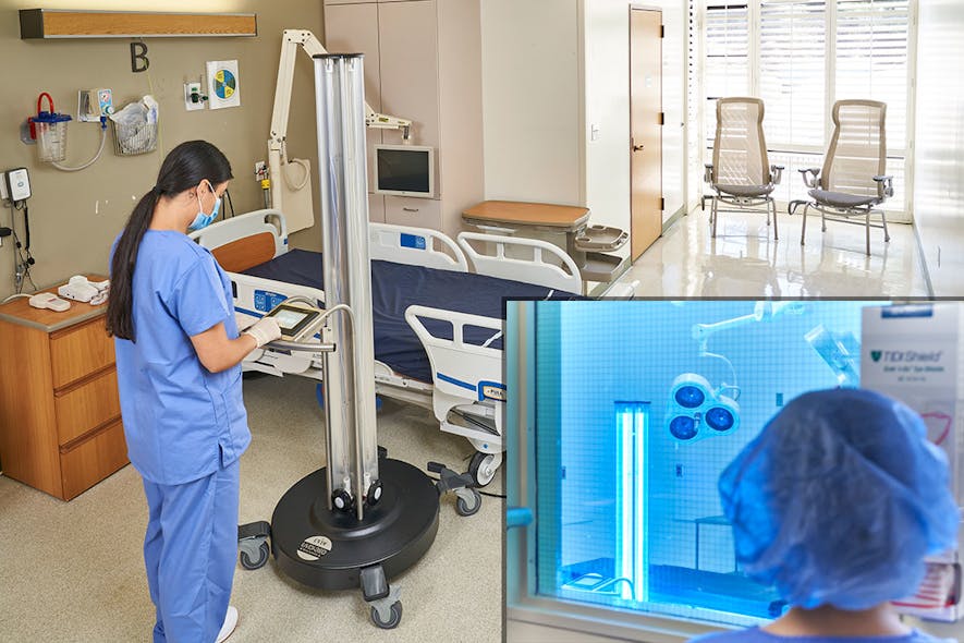 UVDI disinfection robot in patient room and OR