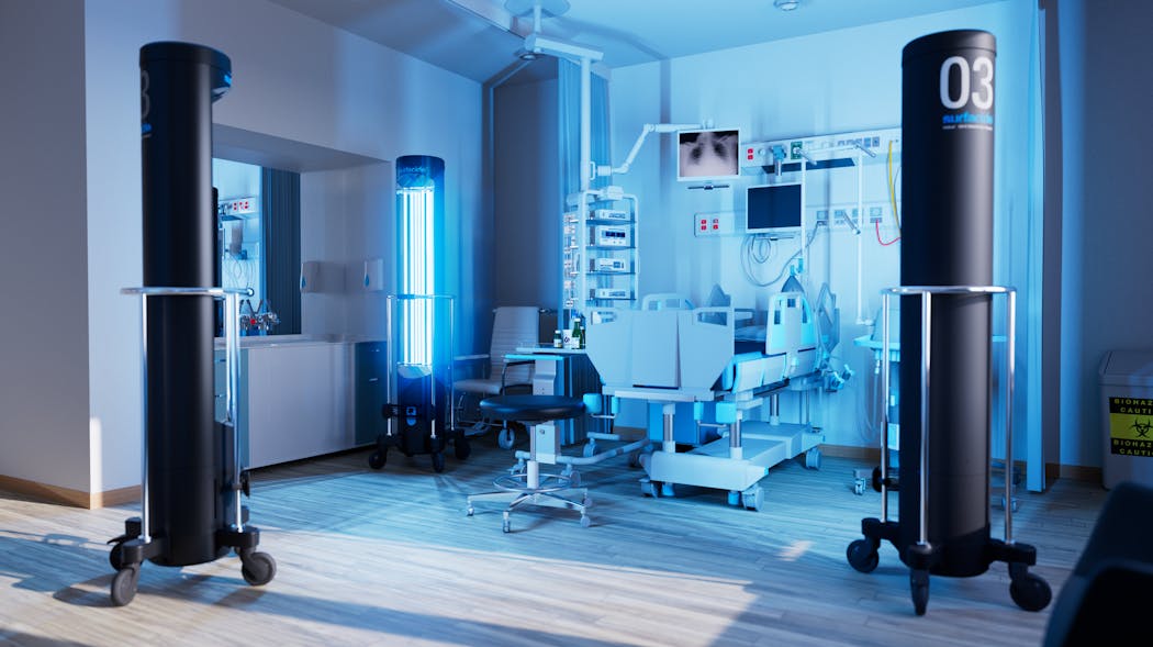 Surfacide&apos;s Helios Patented Triple Emitter UV-C System