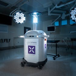 Xenex's LightStrike Pulsed Xenon UV Disinfection Robot Xenex's LightStrike Pulsed Xenon UV Disinfection Robot