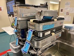 Sticky residue from labels and tape can interfere with effective cleaning and sterilization. All residue must be removed completely with an approved solution. Sticky residue from labels and tape can interfere with effective cleaning and sterilization. All residue must be removed completely with an approved solution.