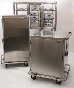The perfect fit: SteriTite containers fully compatible with their DIN-sized stainless steel transport carts The perfect fit: SteriTite containers fully compatible with their DIN-sized stainless steel transport carts