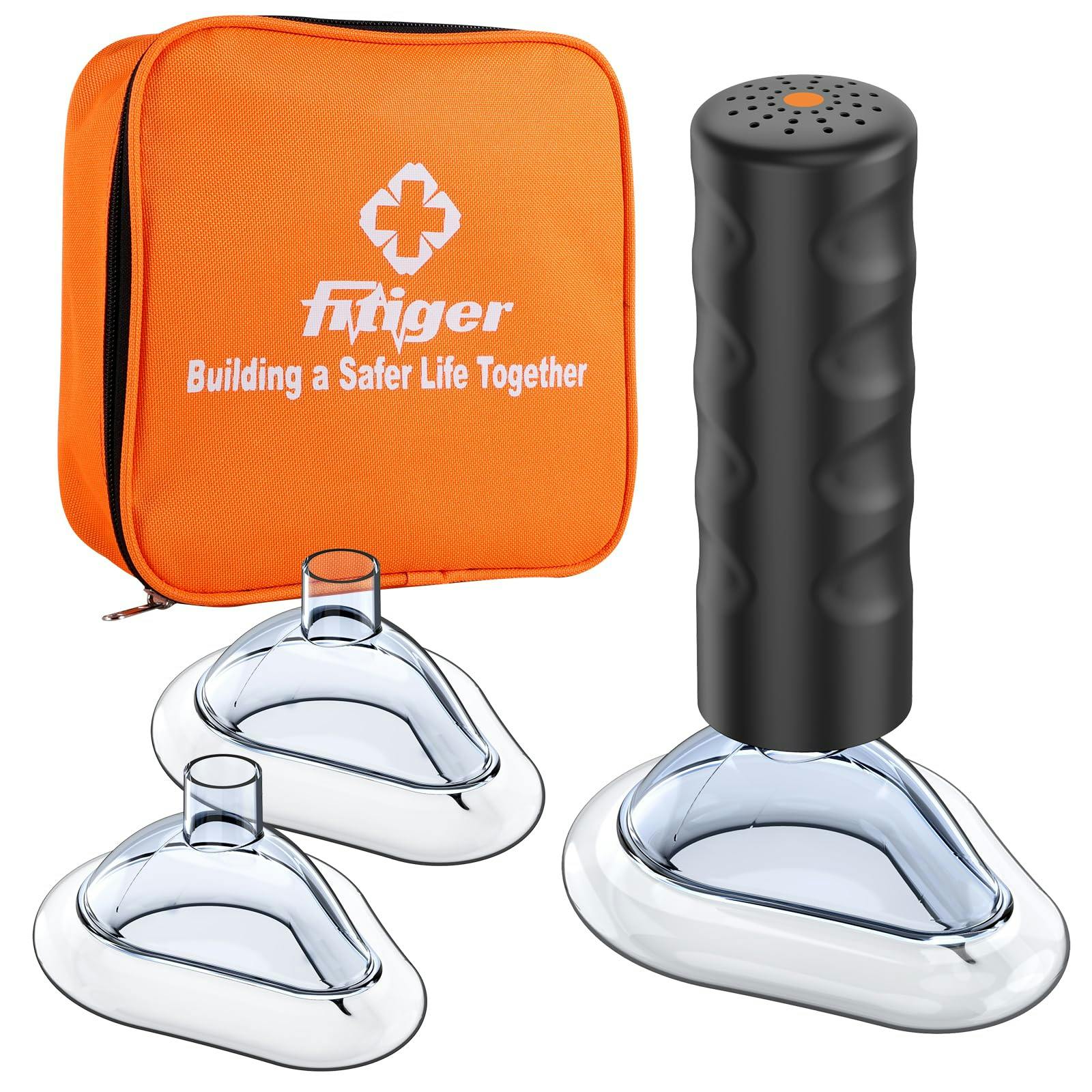 Fitiger EasyPumpVac home kit with orange carry bag, main unit, and masks